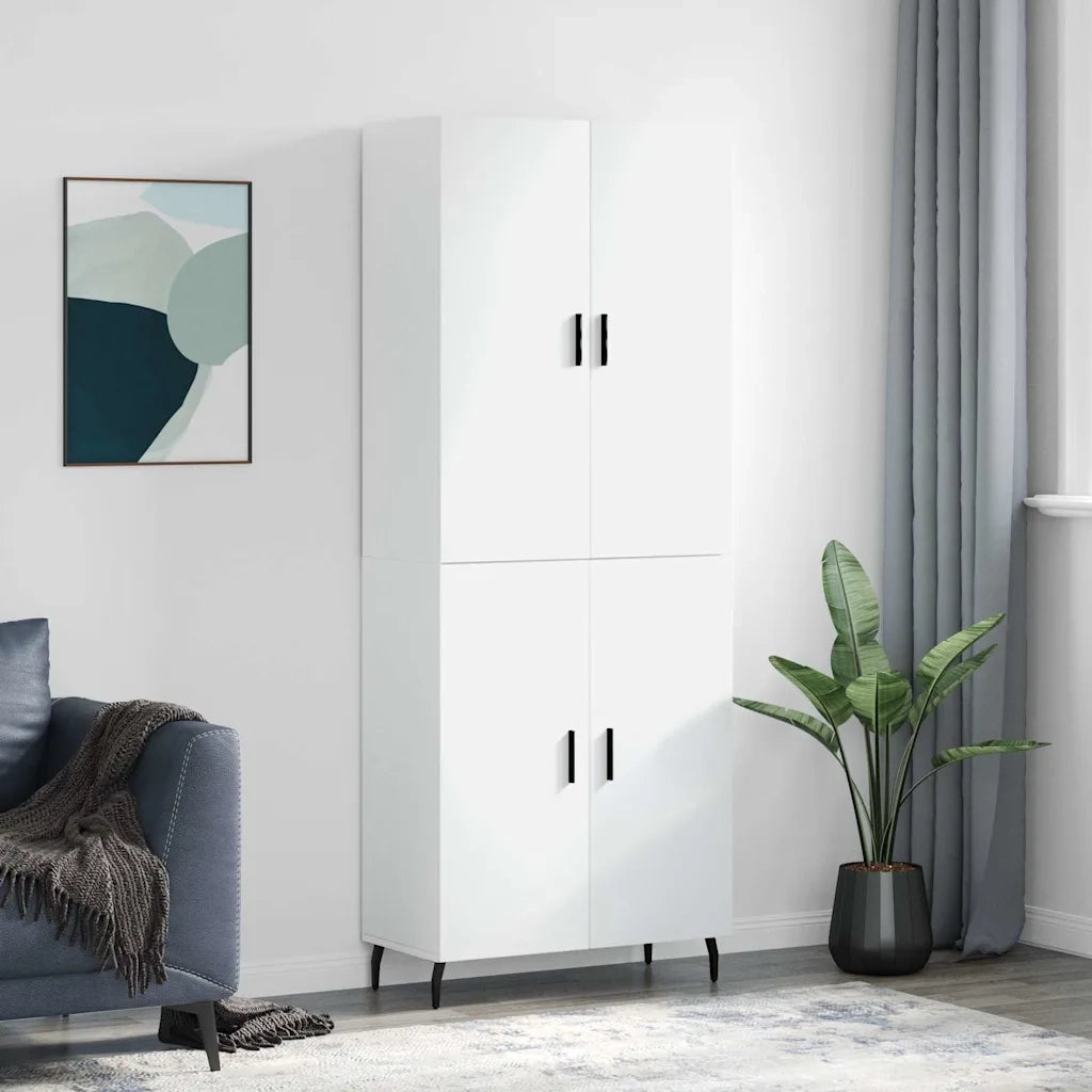 Credenza | Madia | Buffet da pranzo | Armadio da pranzo Bianca 69,5x34x180 cm in Legno Multistrato