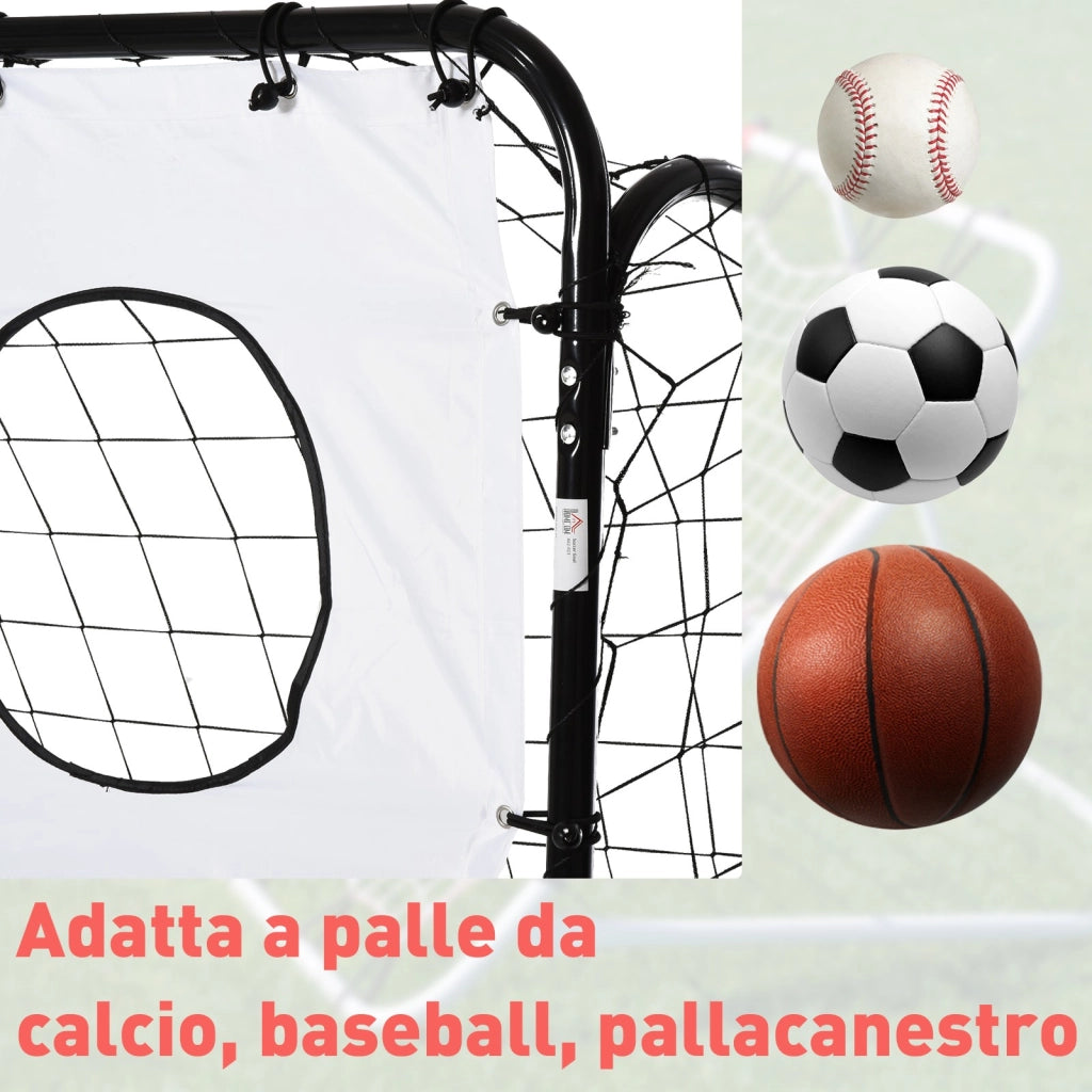 EasyComfort Porta da Calcio per Bambini e Adulti con Rete in PE, in Metallo e Oxford, Bianco e Nero, 240x88x171.5cm