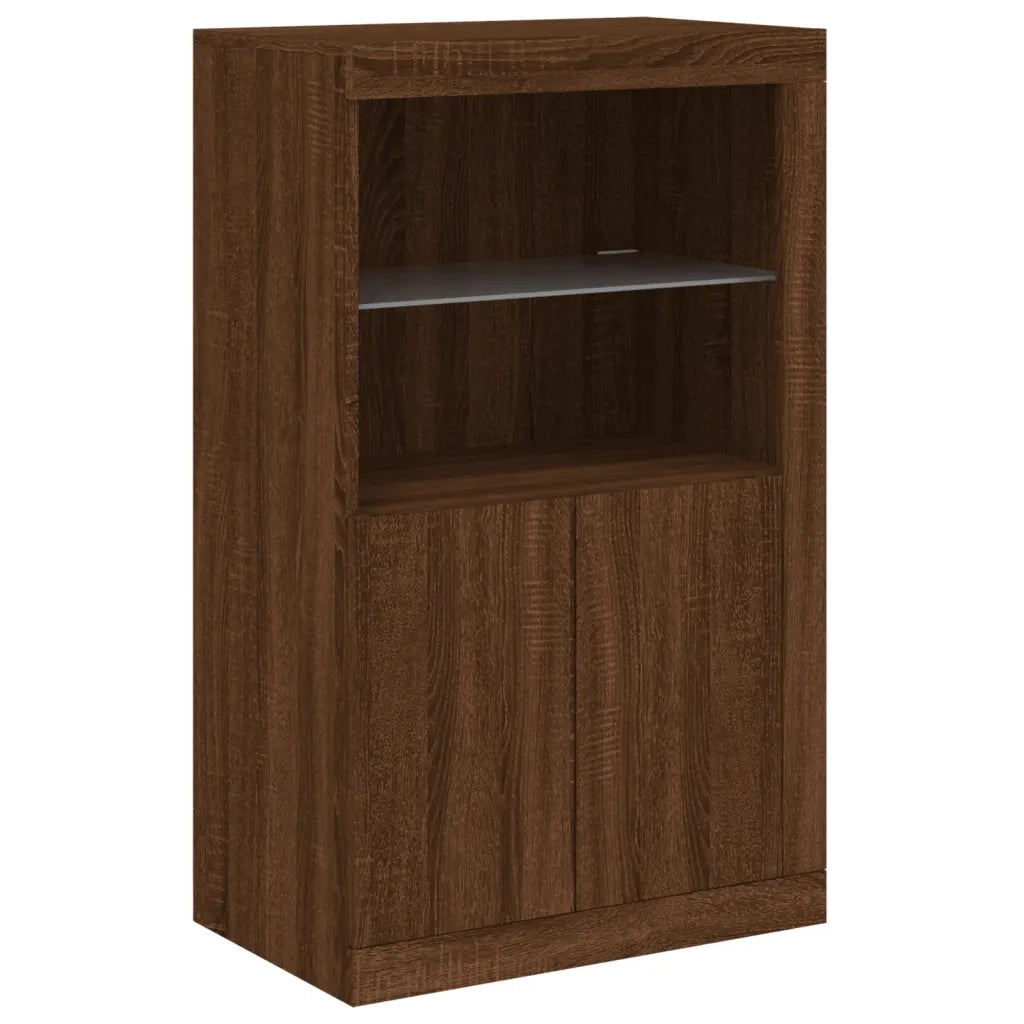 Armadietto con Luci LED Rovere Marrone in Legno Multistrato 836629