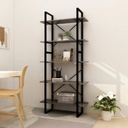 Libreria a 5 Ripiani-Scaffale per Libri-Mobile di Stoccaggio Grigia 80x30x175 cm in Legno Multistrato