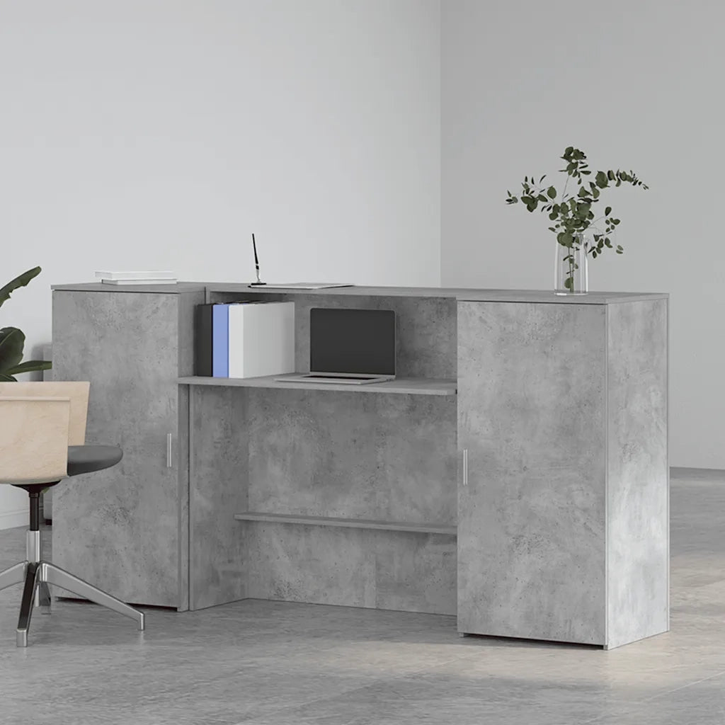 vidaXL Banco Reception Grigio Cemento 200x50x103,5cm Legno Multistrato
