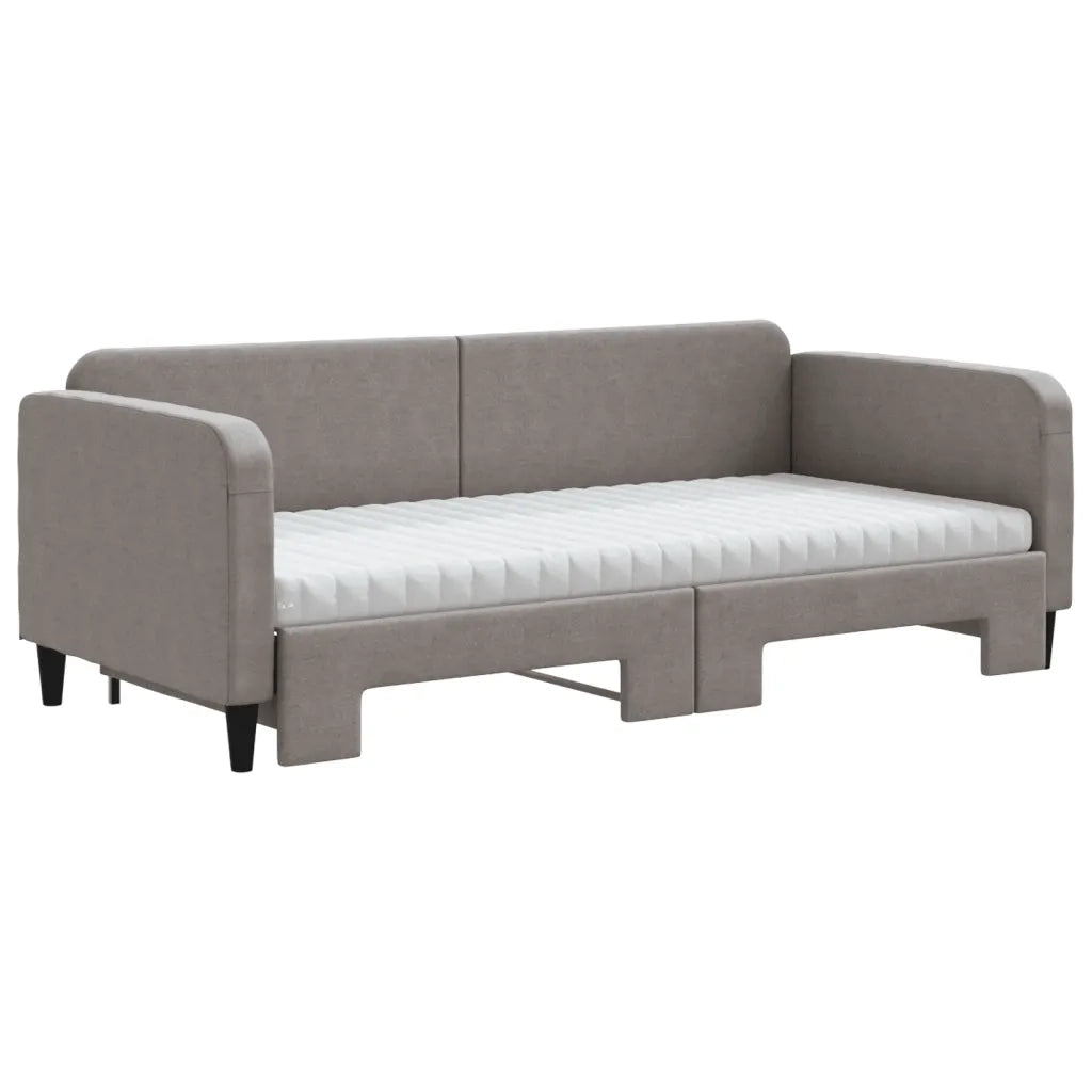 Divano Letto Estraibile con Materassi Tortora 90x200 cm Tessuto 3196837