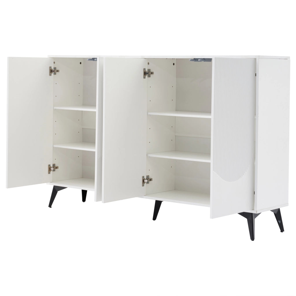 Credenza con 4 ante e ripiani regolabili - per soggiorno - in truciolare - bianco
