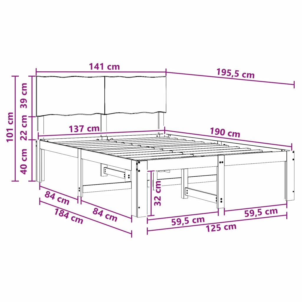 Letto matrimoniale con testiera ROSTOCK Naturale 137 x 190 cm 3405500