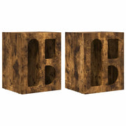 Set di 2 Comodini | Armadio da Notte | Mobiletto da notte Rovere fum¨¦ 40 x 35 x 50 cm Legno multistrato