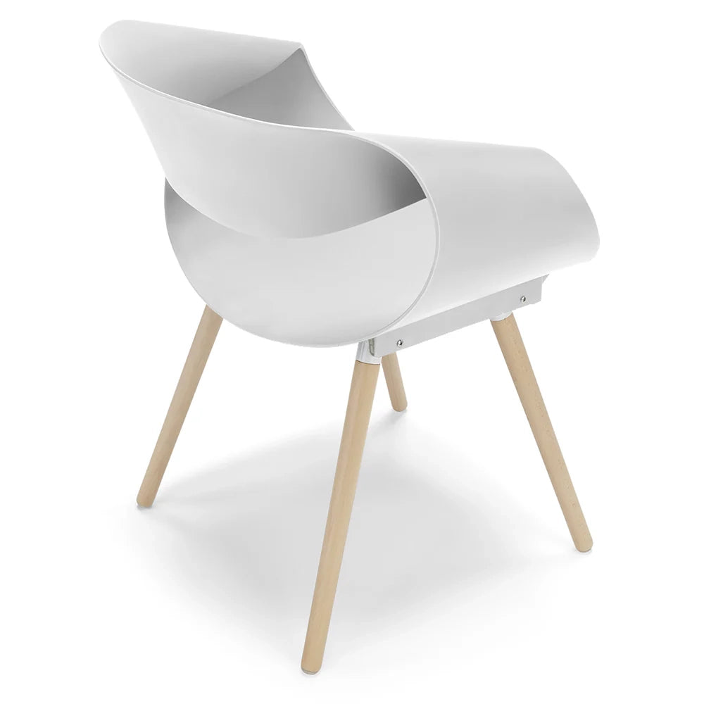 Sedia in polipropilene DILETTA con gambe in faggio, resistente ai raggi UV, design moderno, ideale per sala da pranzo, cucina, sala d’attesa, bar, ristoranti, colore Petrolio