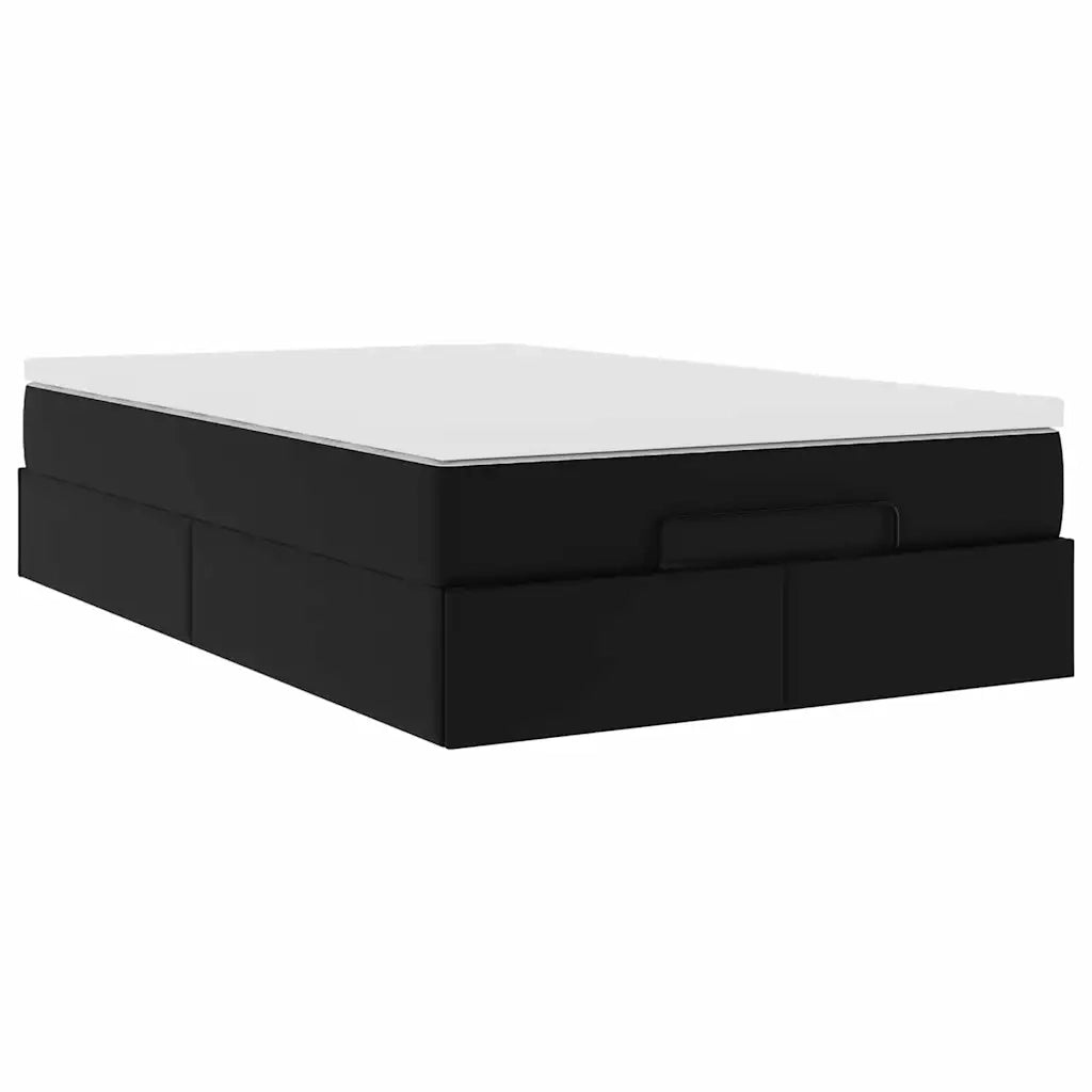 Struttura Letto Pouf con Materasso Nero 120x200 cm Similpelle