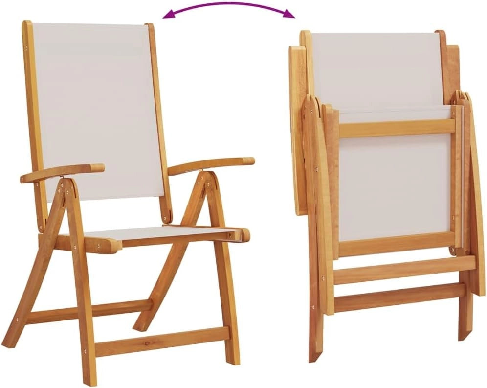 Set da pranzo da giardino 9 pezzi in legno massello di acacia e textilene, set tavolo e sedie da giardino, tavolo terrazza esterna e sedie, set terrazza, mobili da giardino esterno - 3279291