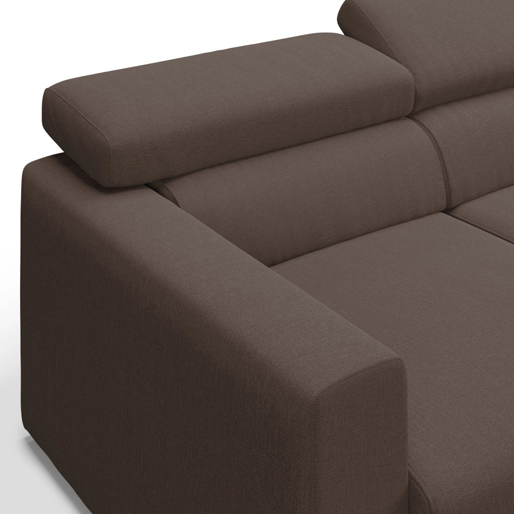 Dylan Divano a 3 sedute con estraibile a cassettone in tessuto simil cotone impermeabile T13 240 cm marrone