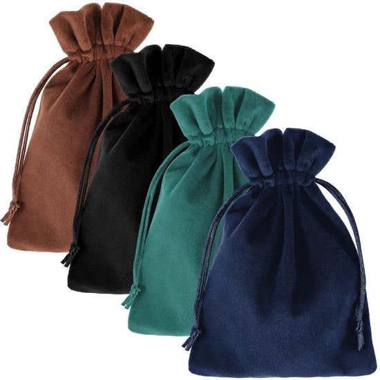 Set di Regali in Pelle - Taschini di Alta Qualità - Cordino - 18 x 13 cm - Set da 4 - Per Gioielli/Tarocchi/Rune - Taschini Regalo