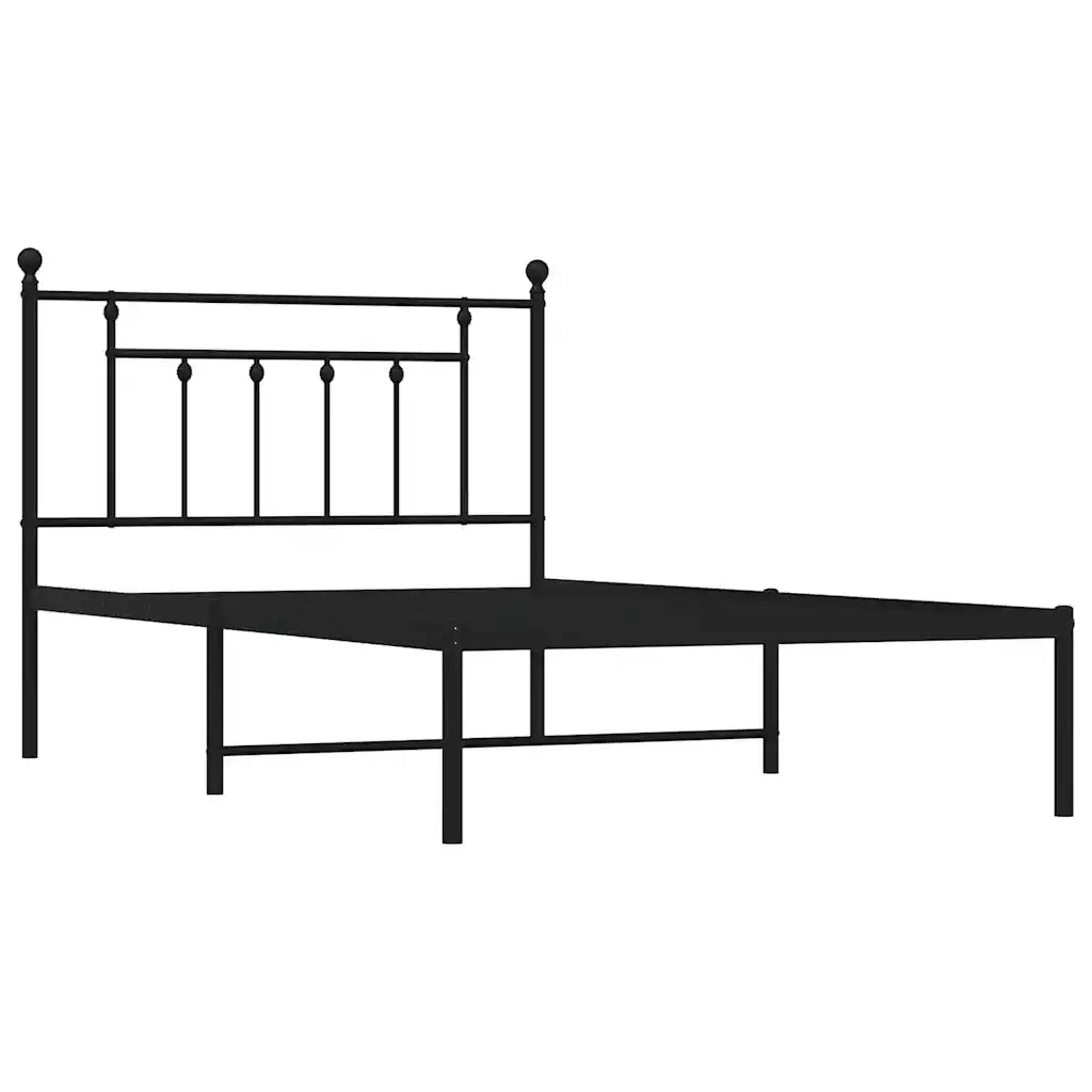 Giroletto con Testiera Metallo Nero 100x200 cm
