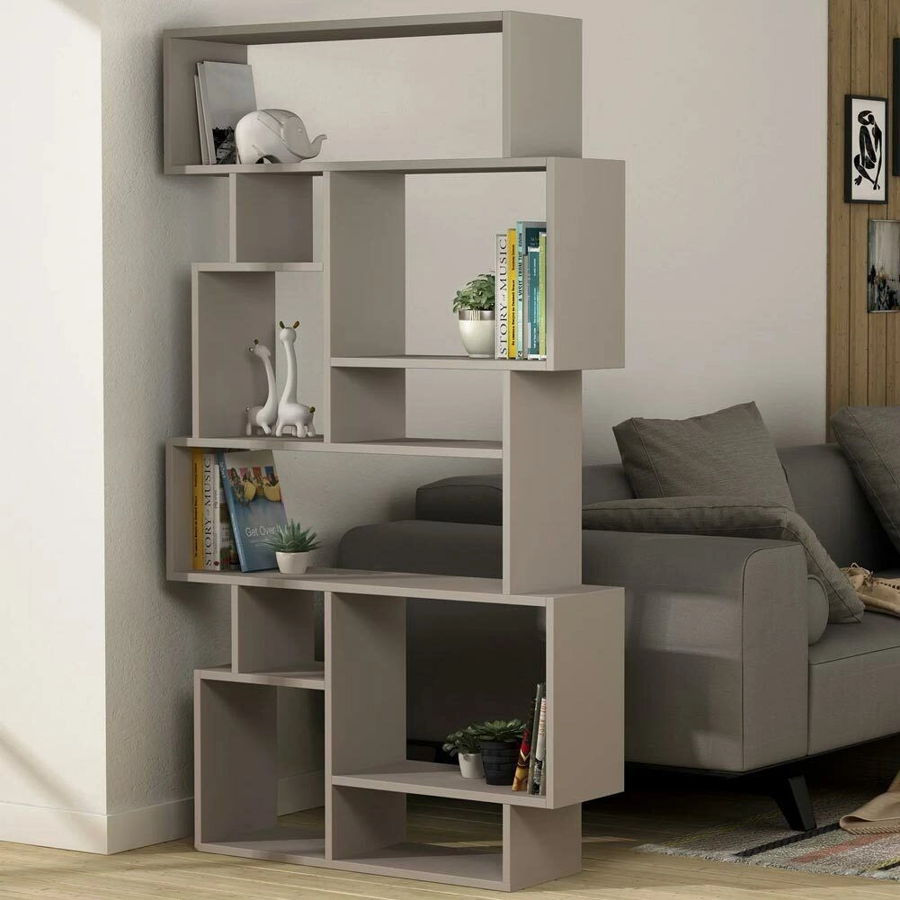 Libreria Design Moderna Scaffale 8 Ripiani 168x96x25cm Casa Ufficio Tortora