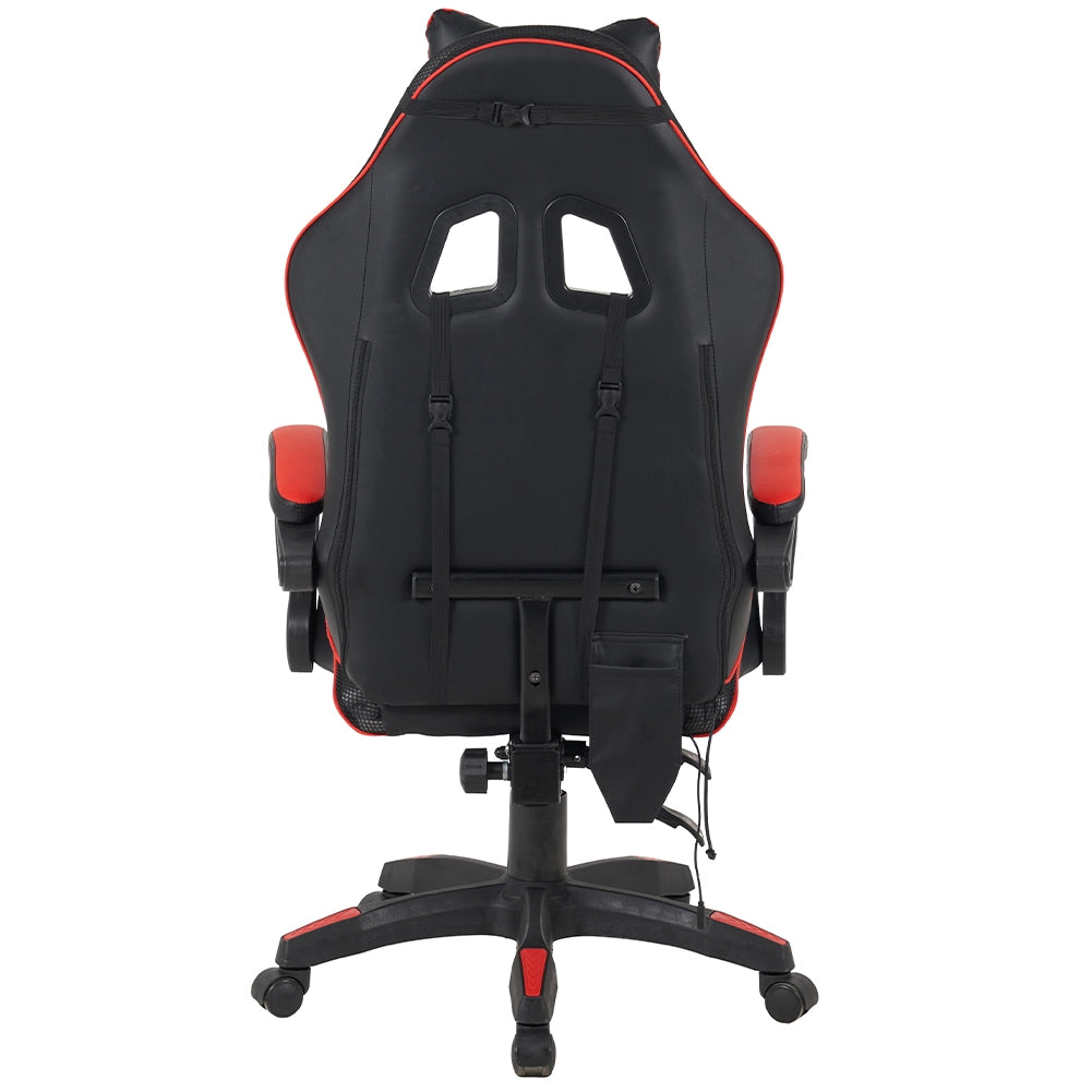 Sedia Gaming Scrivania Led RGB Ergonomica Altezza Eegolabile con 2Cuscini Nero Rosso