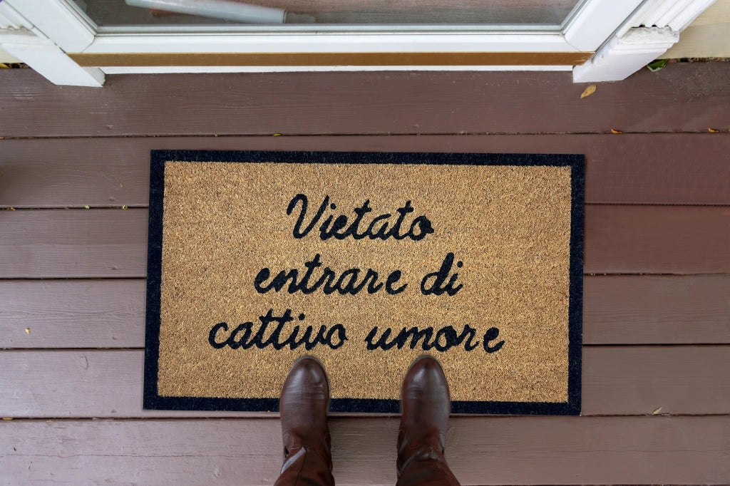 Zerbino Ingresso Casa In Fibra Di Cocco Con Base In Pvc  Dis1VietatoEntrare