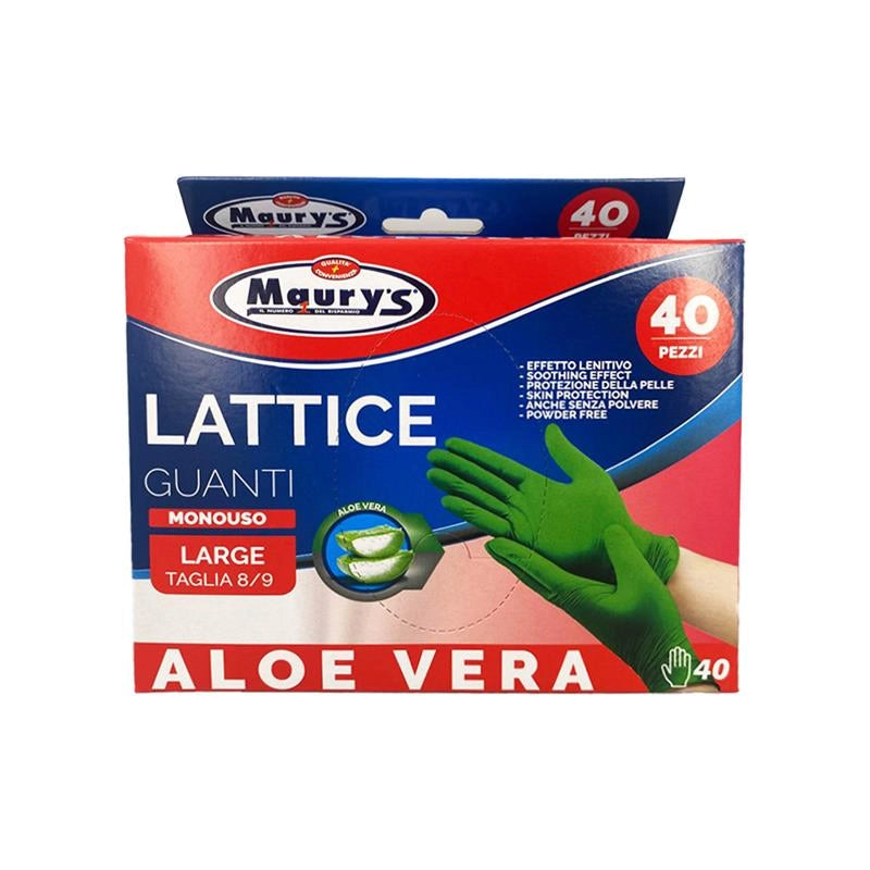 MAURY'S GUANTI LATTICE SUPER PESANTI 40 PZ TAGLIA L - 8/9 ALOE VERA