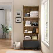 Mobile Ingresso con Scarpiera 180x65x38 cm Guardaroba con Asta Appendiabiti Rovere e Nero