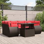 Set Divani da Giardino 7 pz con Cuscini Marrone in Polyrattan 3268394