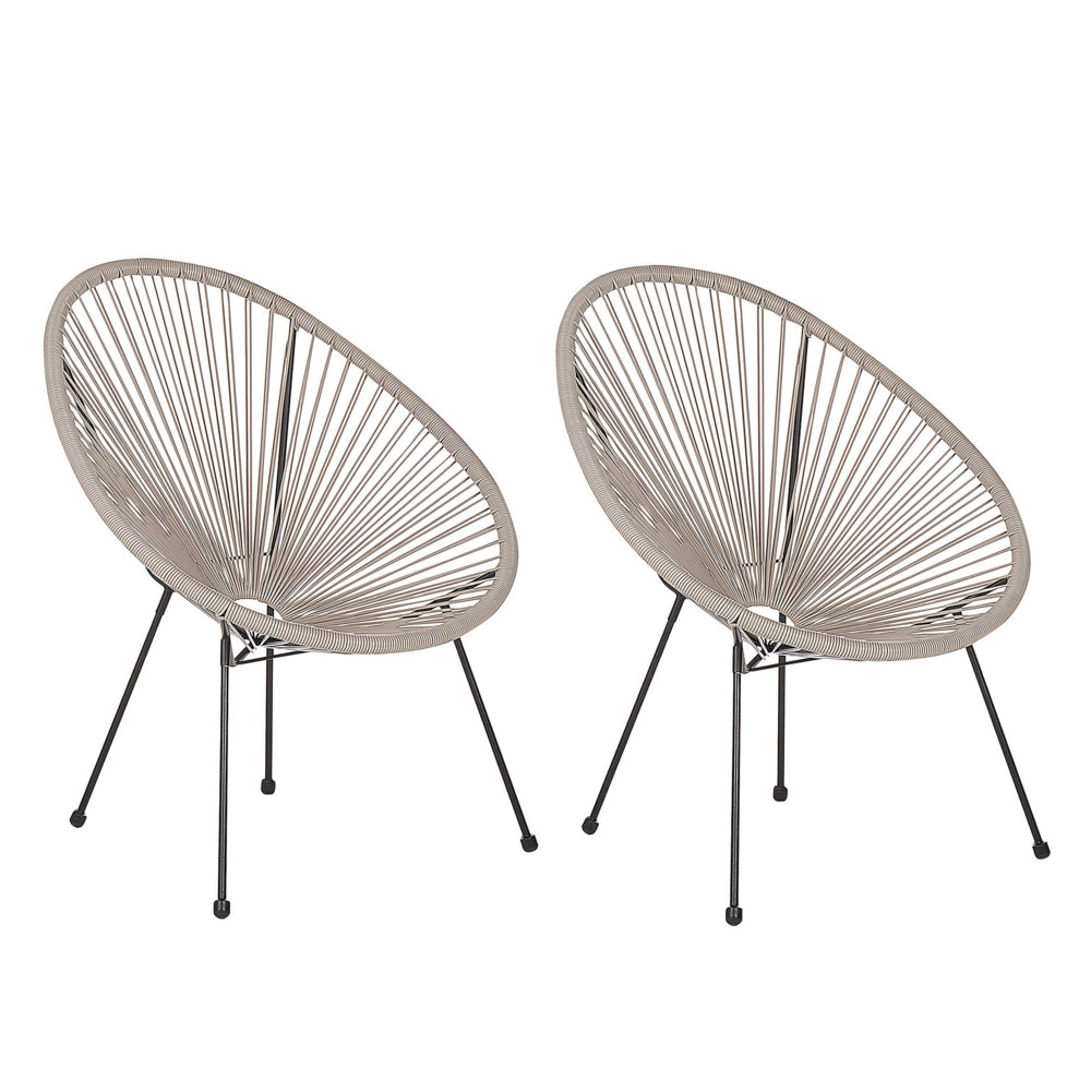 Set di 2 Sedie da Giardino Grigio Chiaro Rattan Sintetico Resistente