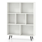 Organizzatore di stoccaggio moderno con 4 gambe di metallo affusolate, Libreria a 7 cubi studio camera da letto Bianco-Librerie