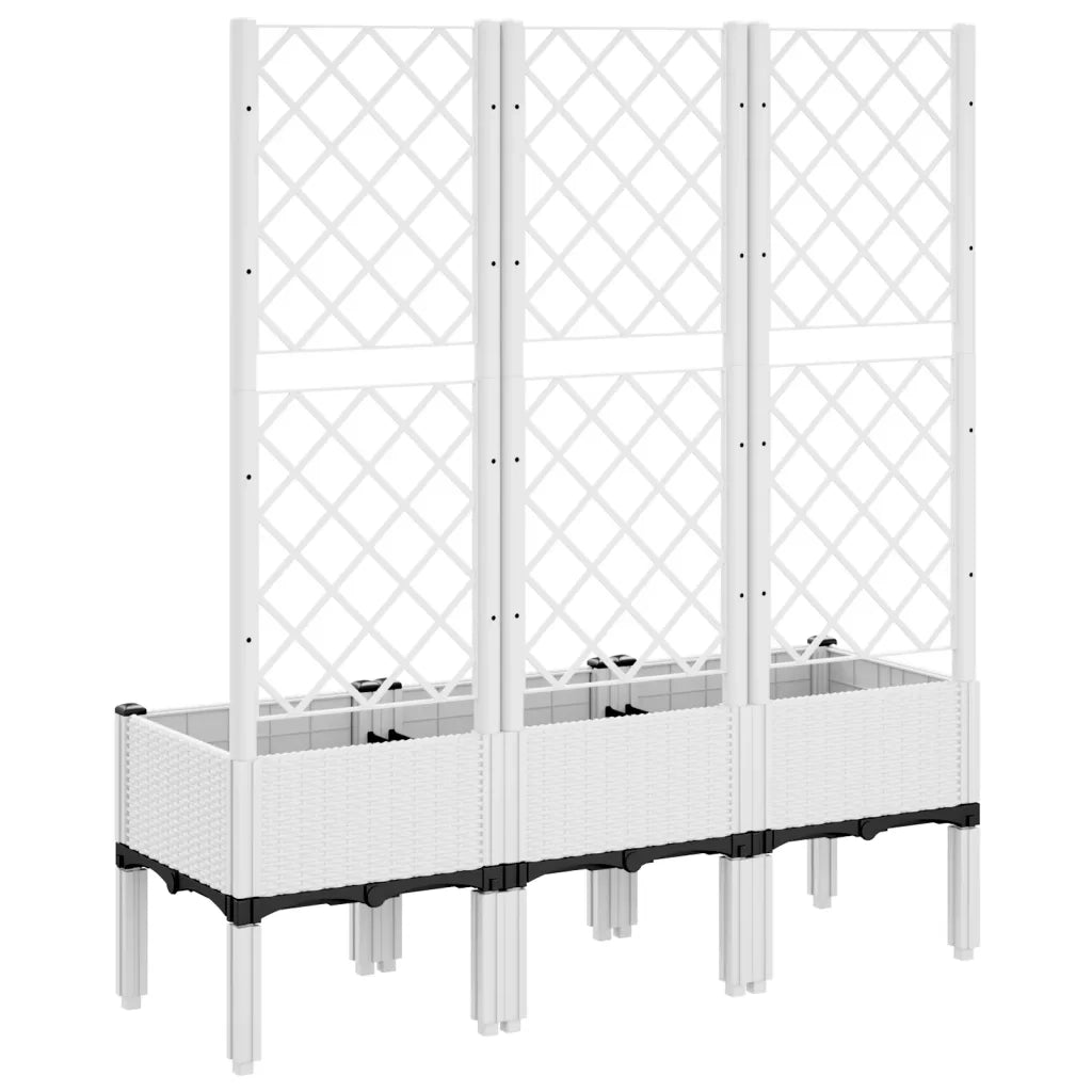 Fioriera | Cassetta per fiori | Vaso da Giardino con Graticcio Bianco 120x40x142 cm PP