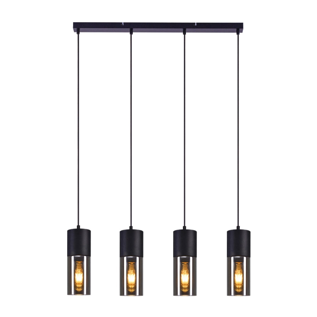 Lampada a sospensione ZMH per sala da pranzo 4 fiamme attacco E27 nera lampada a sospensione per cucina corridoio