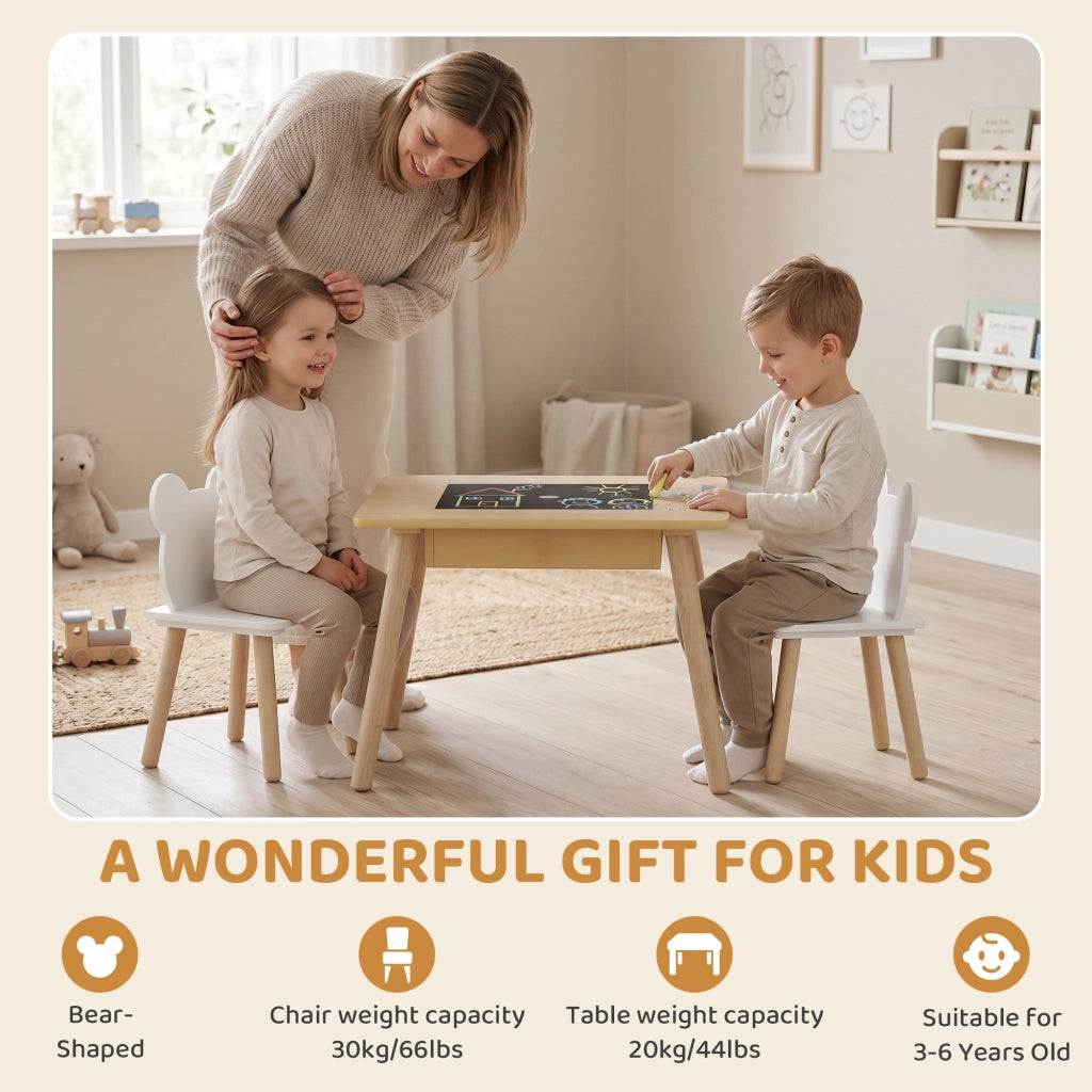 Tavolo bambini con 2 sedie ¨C zephmum ¨C legno naturale