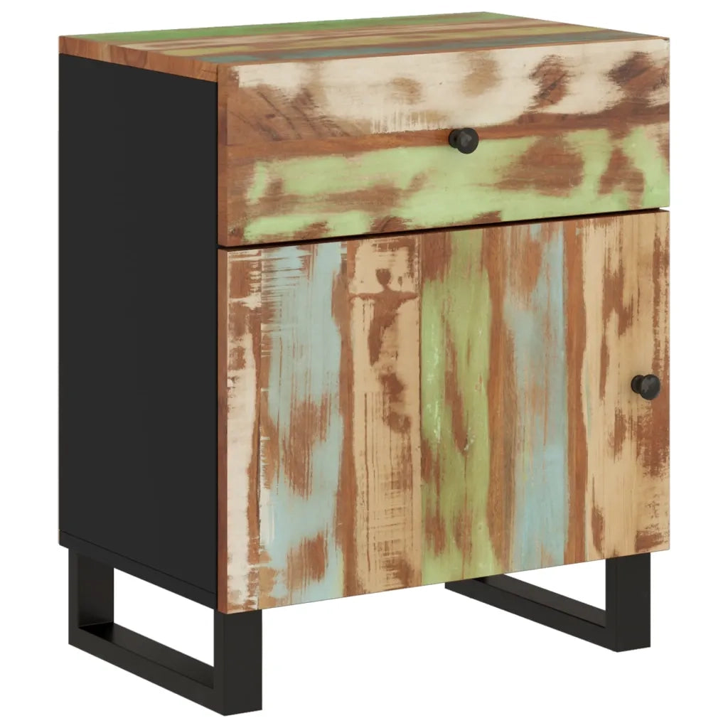 Comodino | Armadio da Notte | Mobiletto da notte 50x33x60cm Legno Massello Recupero e Legno Multistrato