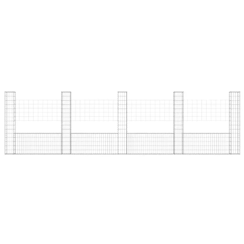 Cesto Gabbione a U con 5 Pali in Ferro 500x20x150 cm cod mxl 12339