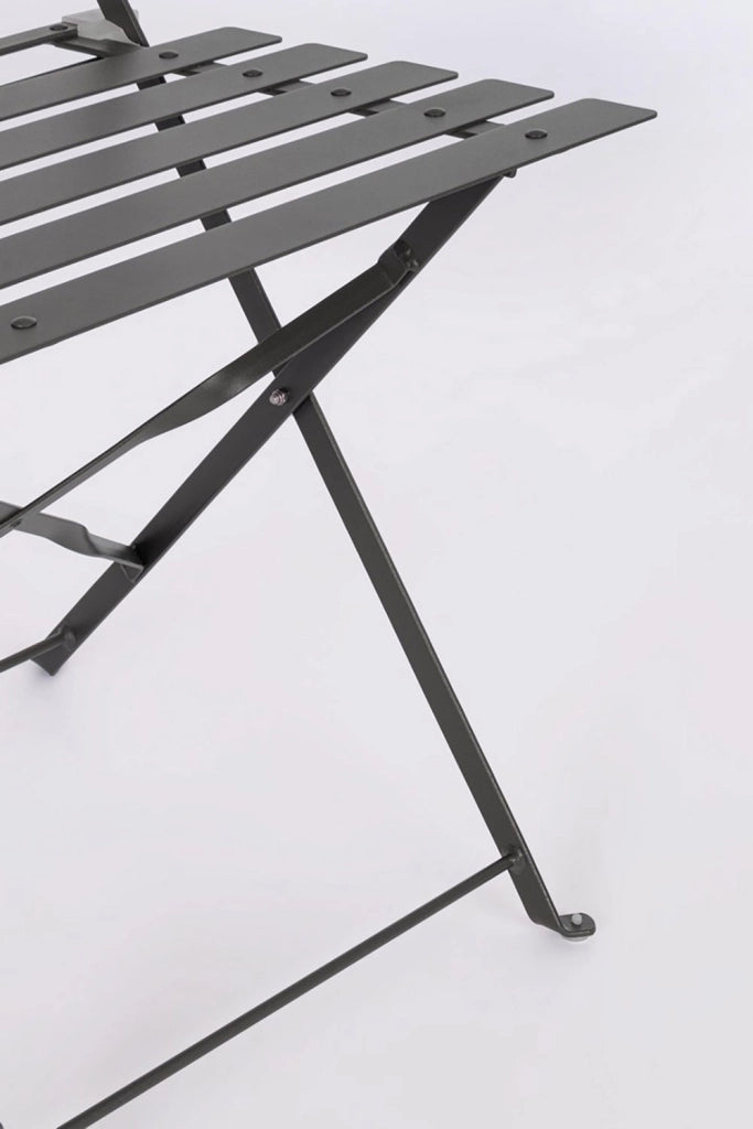 Set 3 Pezzi Bistrot da Giardino con Tavolo e 2 Sedie in Acciaio Verniciato Austin Antracite