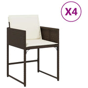 Sedie da Giardino con Cuscini 4 pz | Sedie da Esterno Marroni in Polyrattan