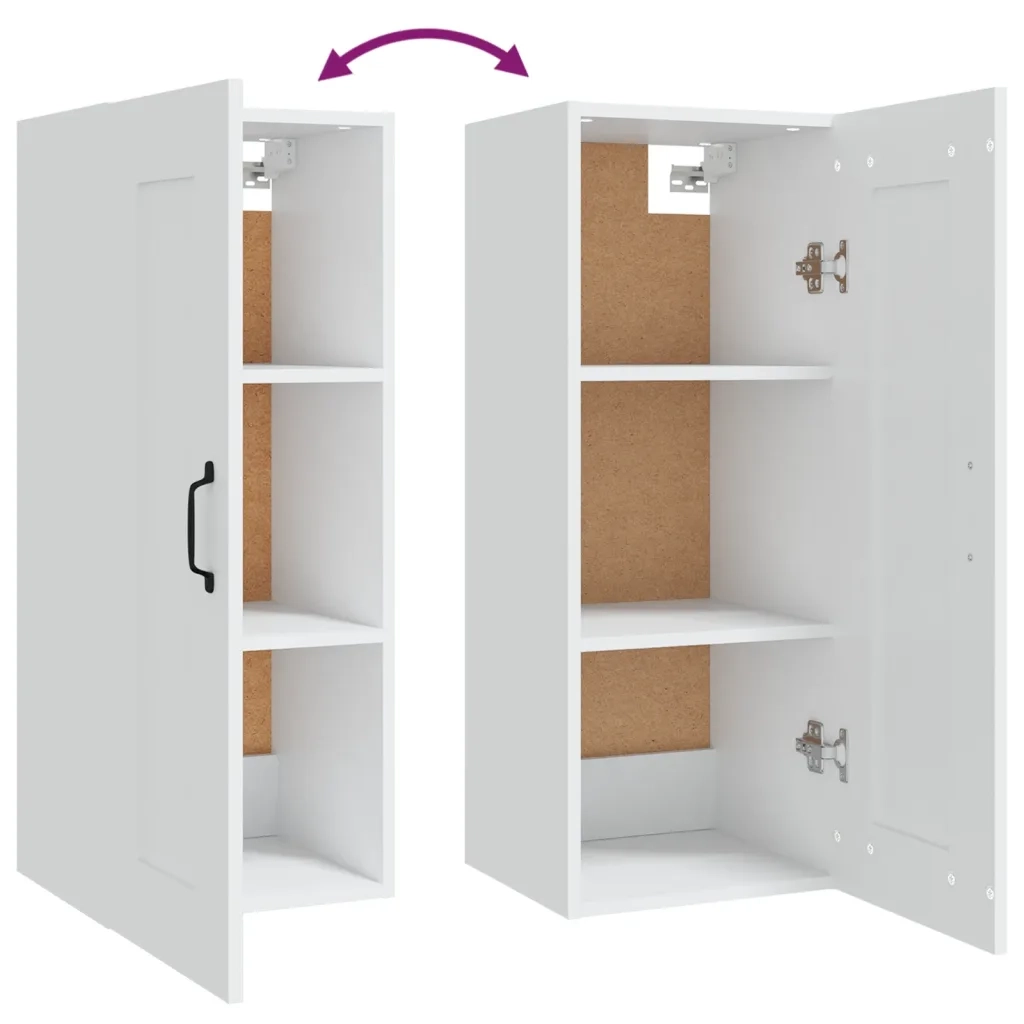 Armadietto a Muro Bianco 35x34x90 cm in Legno Multistrato 812474