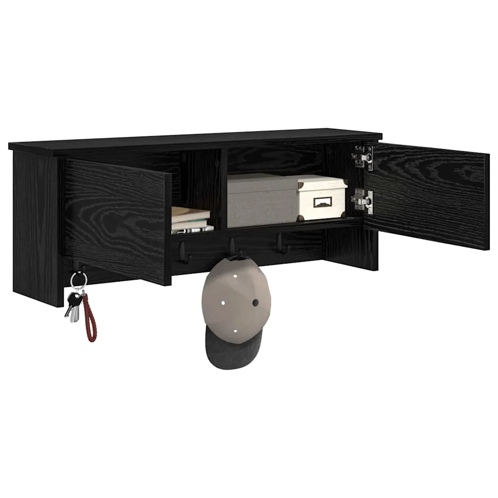 Appendiabiti a muro con lo scaffale Rovere Nero 80 x 20 x 30 cm 874340