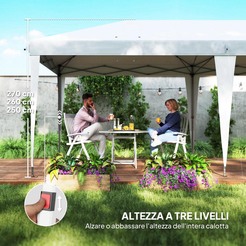Gazebo da Giardino Pop-up 6x3 m Pieghevole Tendone in Poliestere Oxford Bianco