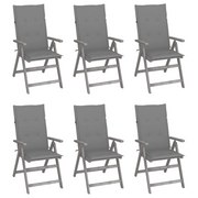 Sedie da Giardino Reclinabili 6 pz con Cuscini Massello Acacia cod mxl 34626