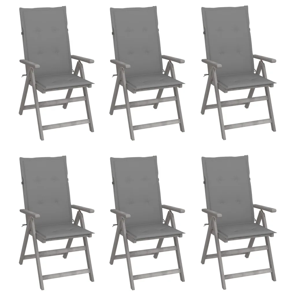 Sedie da Giardino Reclinabili 6 pz con Cuscini Massello Acacia cod mxl 34626