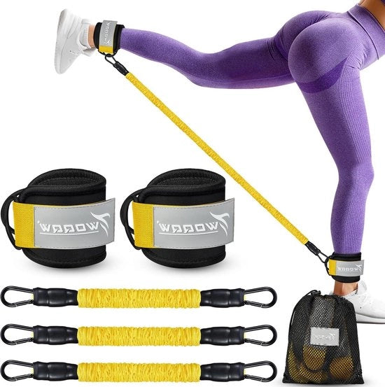 Esercizio per glutei e cosce con cavi di resistenza con manopole per uso domestico - cavi di resistenza per gambe efficaci per kickbacks - inclusa attrezzatura per allenamento per donne e uomini