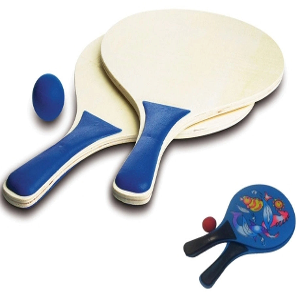 Trade Shop - Racchette Racchettoni In Legno Racchetta Con Pallina Beach Tennis Spiaggia Mare -