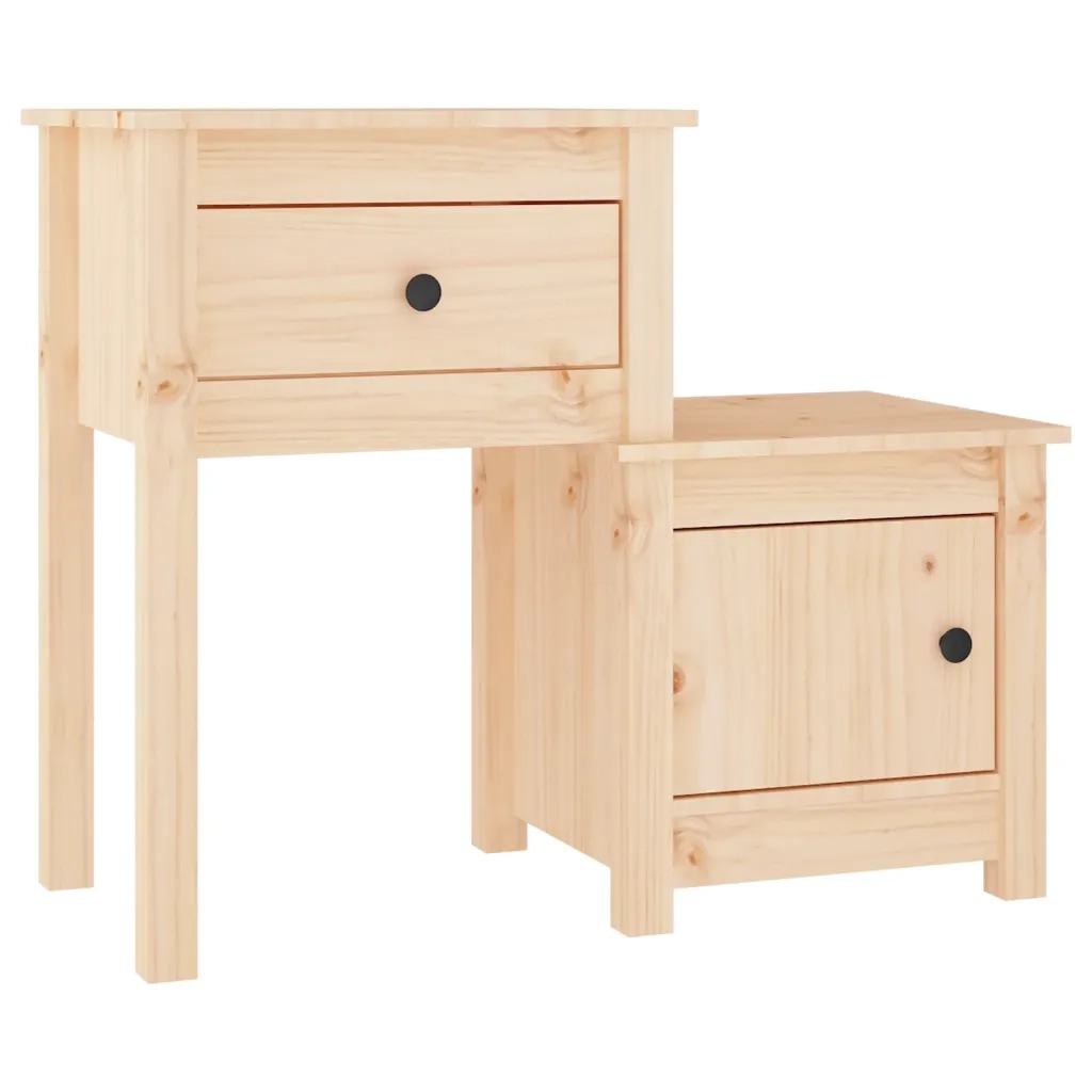 Set di 2 Comodini | Armadio da Notte | Mobiletto da notte 79,5x38x65,5 cm in Legno Massello di Pino