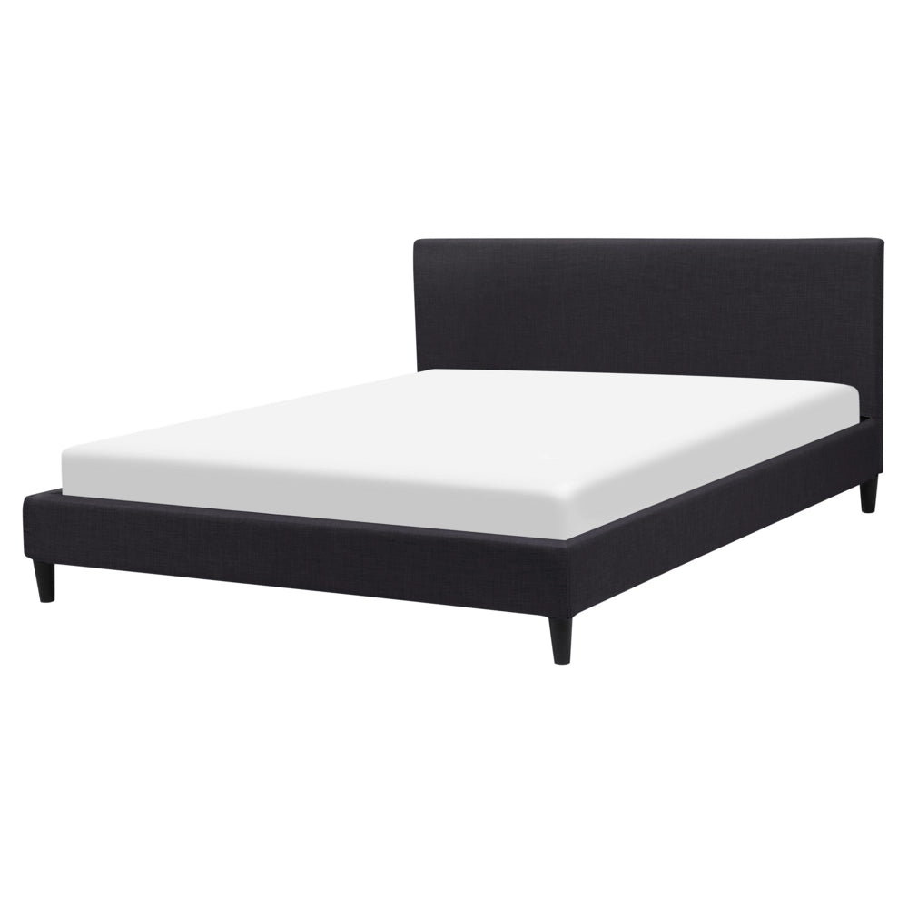 Letto 160 x 200 cm telaio a doghe in tessuto Nero contemporaneo