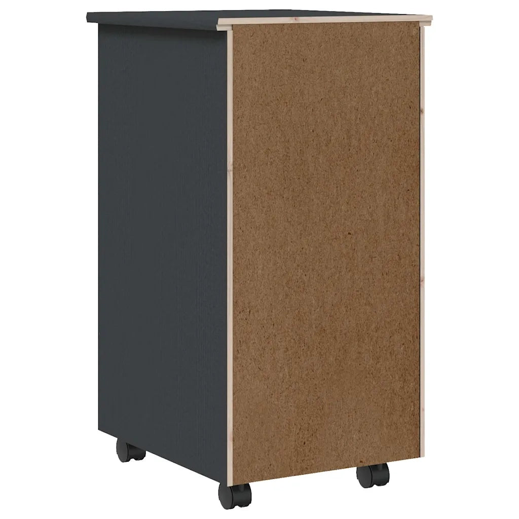 Armadio su ruote con cassetti 34 x 39 x 65,5 cm pratico contenitore moderno in stile rustico in pino grigio 02_0047158