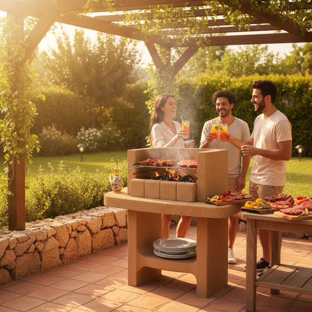 Barbecue siena-lm 78 x 55 x 94,1 cm in calcestruzzo con griglia regolabile