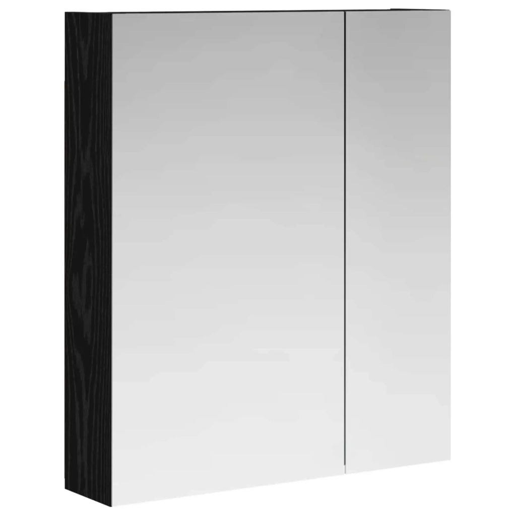 Mobiletto per specchio da bagno Rovere Nero 60 x 14,5 x 70 cm