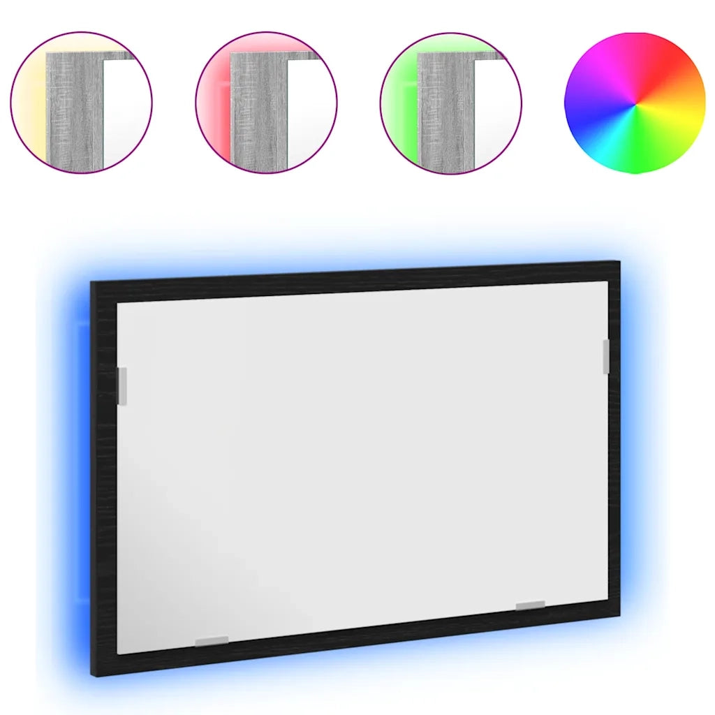 Specchio da Bagno | Specchio decorativo con Luci LED Rovere Nero 60x8,5x37 cm