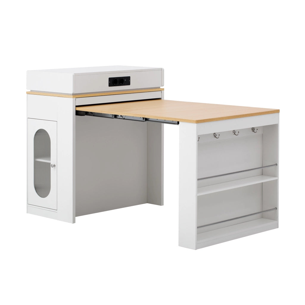 Tavolo da Pranzo Allungabile Pieghevole con Ruote ¨C MINIMAL ¨C Bianco, Salvaspazio