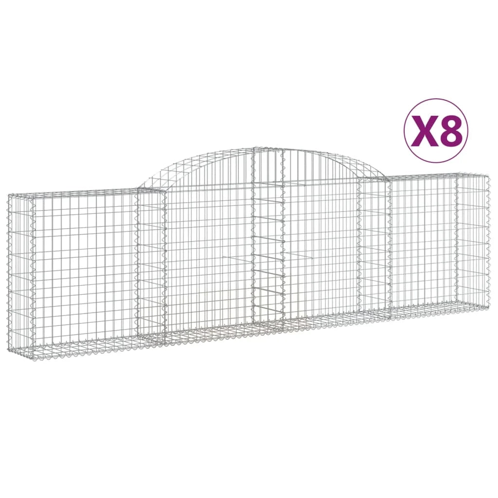 Set di 8 gabbioni ad arco per recinzioni a gabbia e muri di contenimento 300 x 30 x 80/100 cm ferro zincato argento 02_0041193