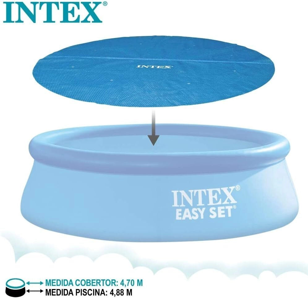 Intex Telo di Copertura Solare per Piscina Easy e Frame 488 cm Spessore 160 Micron Dimensioni di Produzione: Circa 470 cm 28014 Colore: Blu
