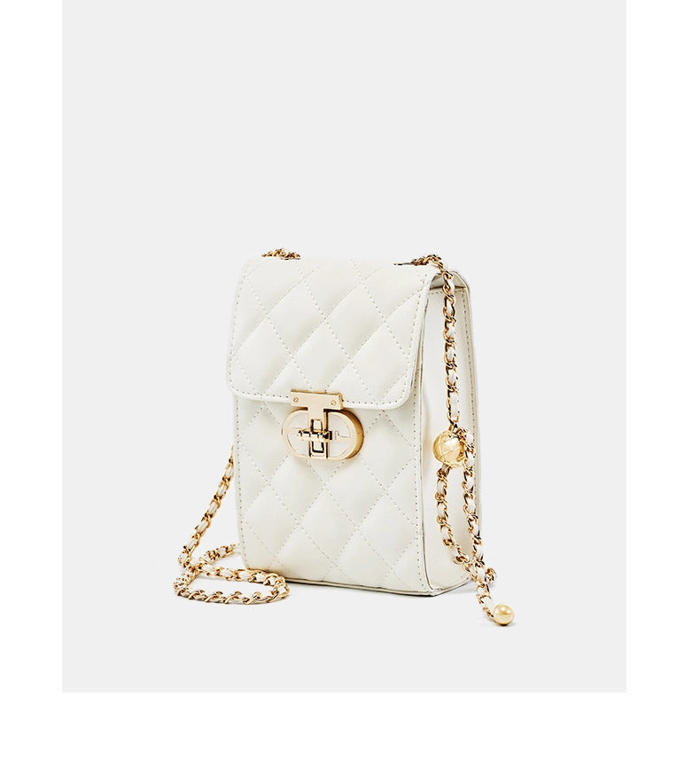Borsa da donna in vera pelle, mini borsa per cellulare, borsa a tracolla estiva da donna, bianca