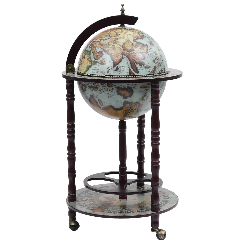 Minibar a Forma di Globo con Supporto in Legno di Eucalipto Blu cod mxl 49350