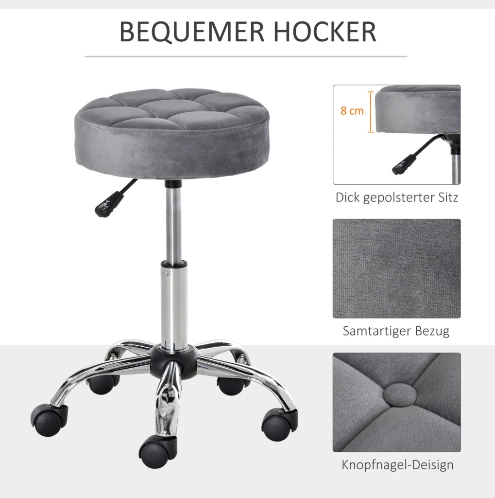 Sgabello da salone regolabile con ruote grigio chiaro Ø35 cm