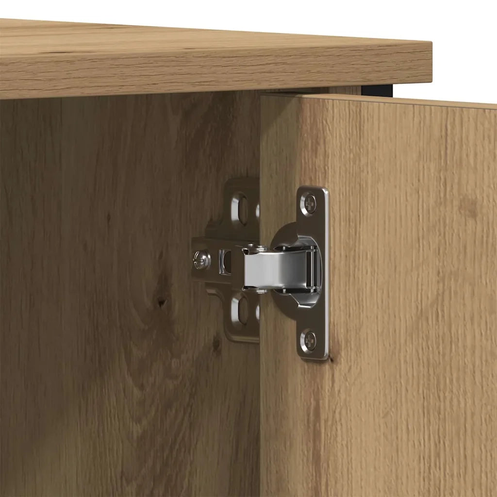 Mobile TV rettangolare moderno con ripiani 100 x 40 x 50 cm realizzato in legno di rovere composito artigianale 02_0051821